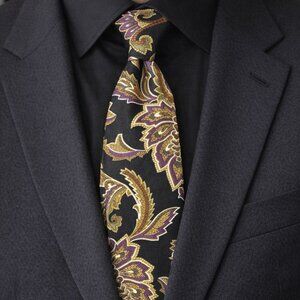 Christian Dior Monsieur Men's Vintage Silk Tie Paisley Black Made In USA